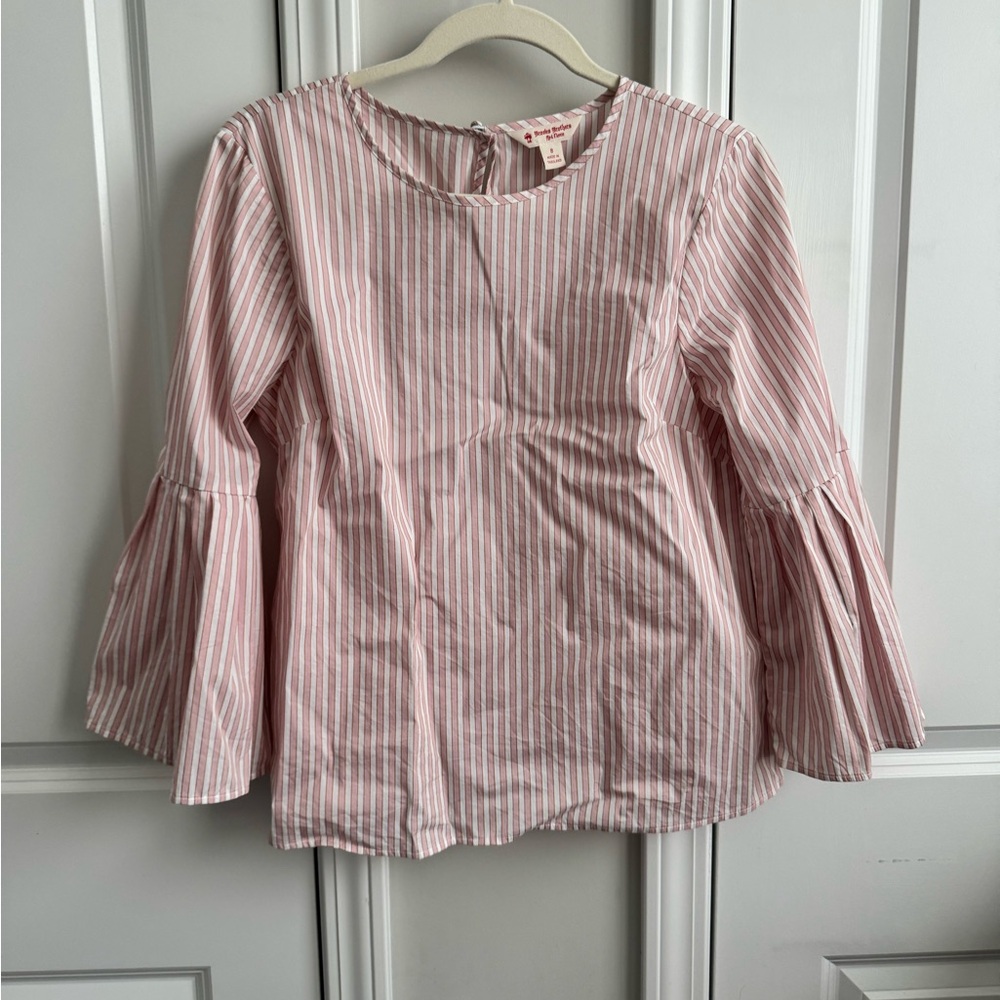 Brooks Brothers Women's Pink Striped Bell Sleeve Top
